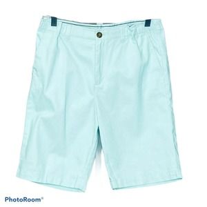Land's End Boy's Shorts Flat Front Bermuda Summer Preppy Mint Green Blue Size 20